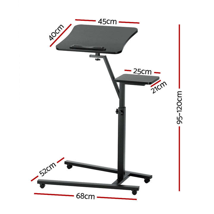 Mobile Laptop Desk Height & Tilt Adjustable with Mouse Stand - Black