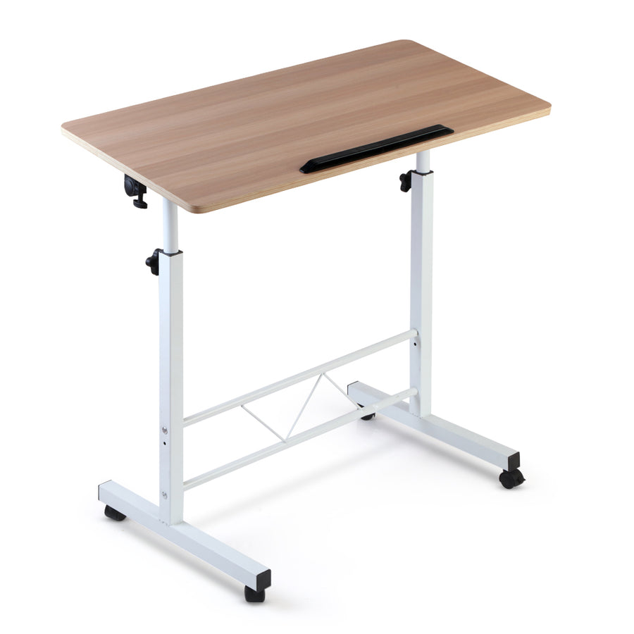 Portable Adjustable Height Mobile Laptop Desk - White & Oak Homecoze