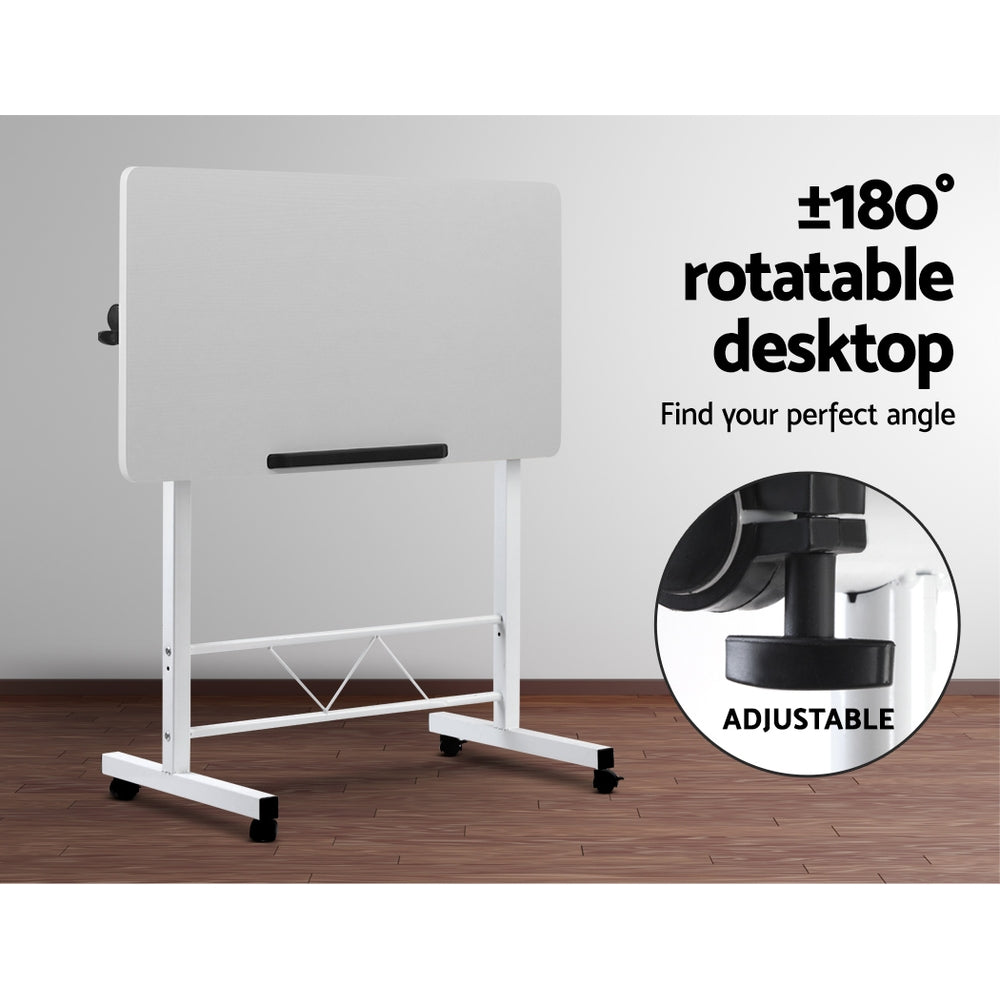 Portable Adjustable Height Mobile Laptop Desk - White Homecoze
