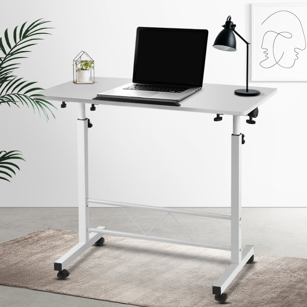 Portable Adjustable Height Mobile Laptop Desk - White Homecoze