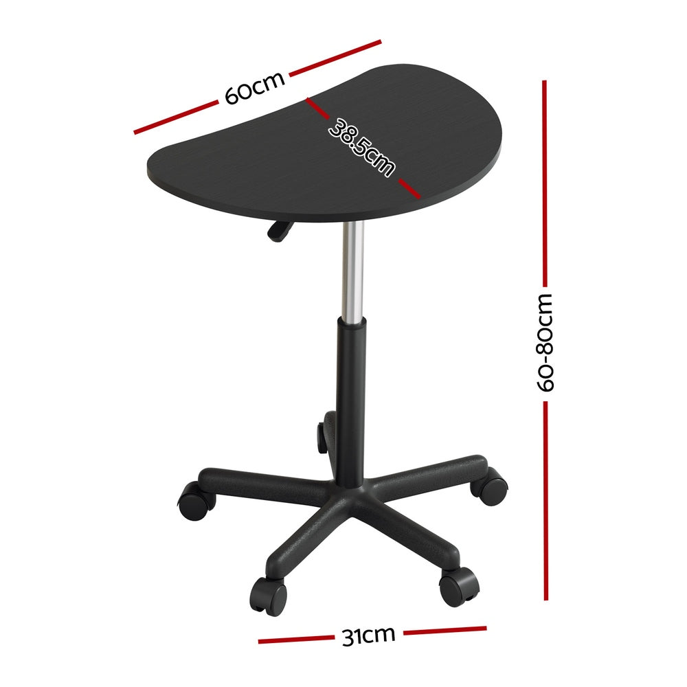 Portable Laptop Desk Height Adjustable Caster Wheel - Black