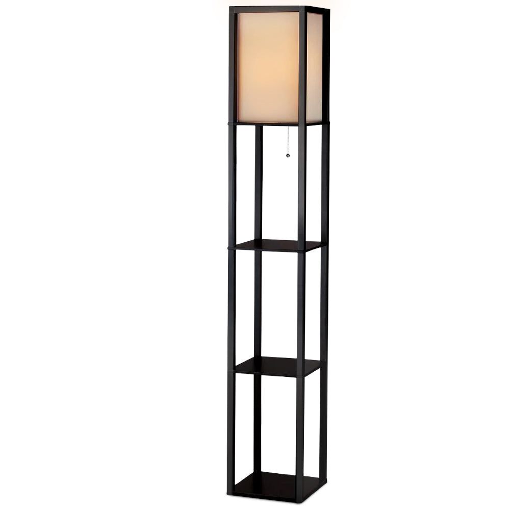 Vintage Wood Style Standing Floor Lamp Shelf - Black Homecoze