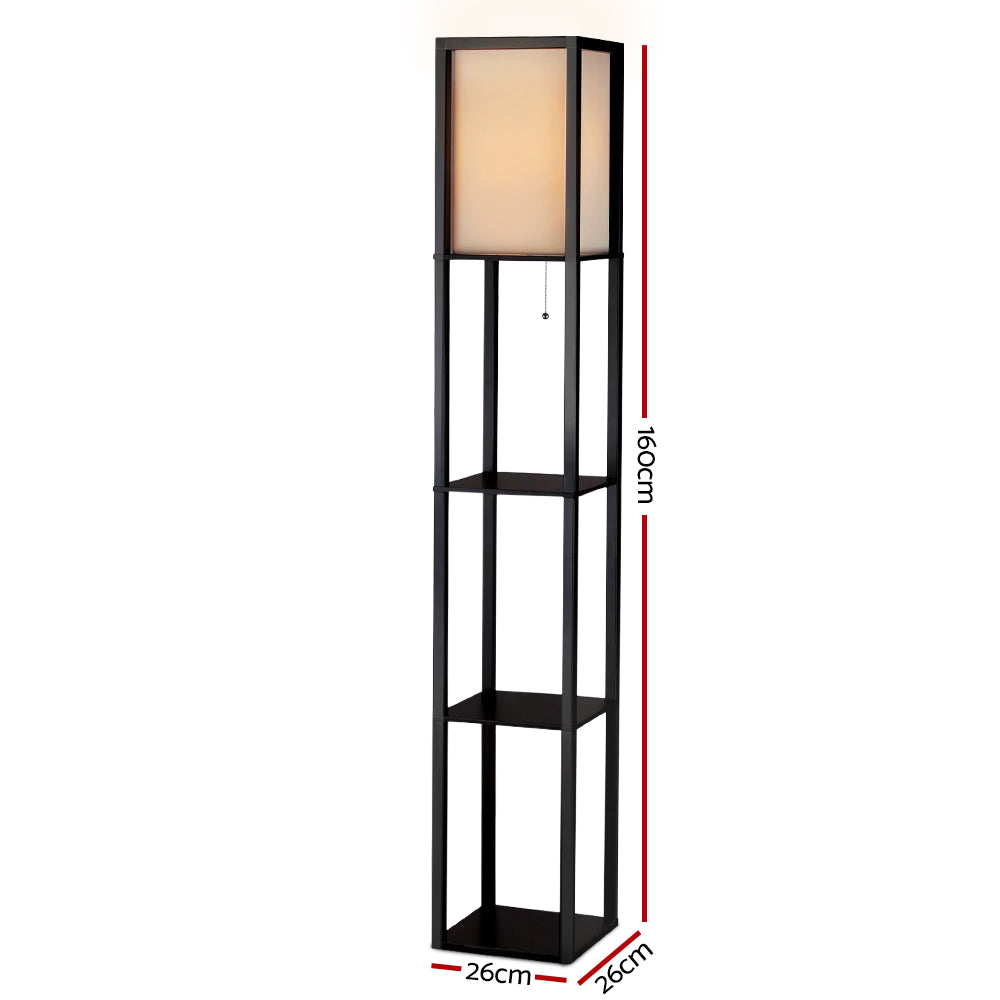 Vintage Wood Style Standing Floor Lamp Shelf - Black Homecoze