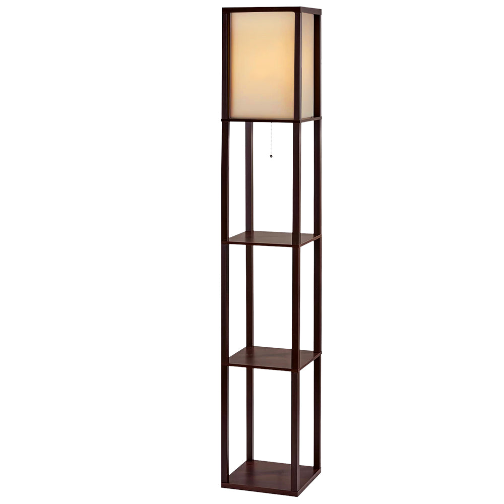 Vintage Wood Style Standing Floor Lamp Shelf - Brown Homecoze