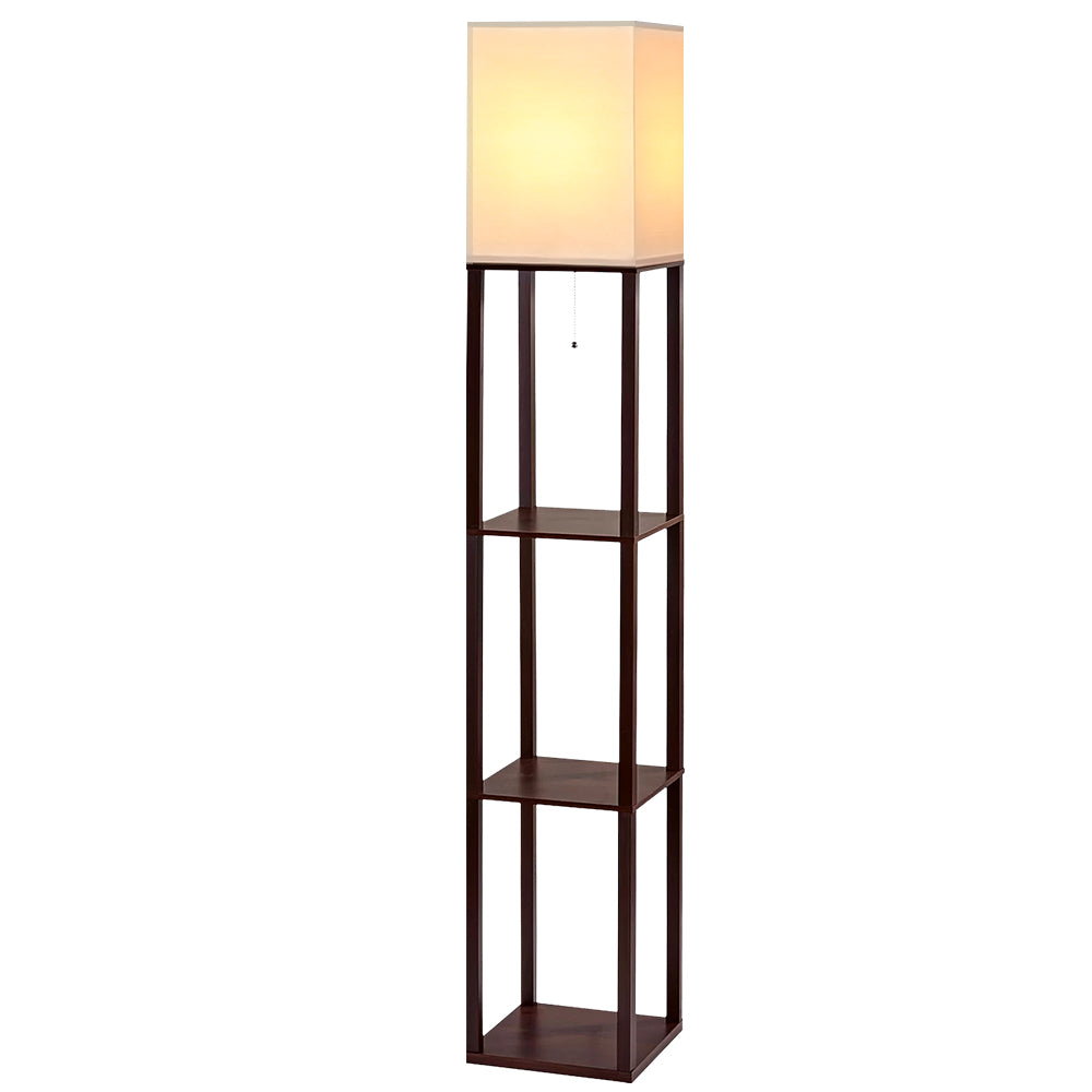 Vintage Wood Style Standing Floor Lamp Shelf - Walnut Homecoze