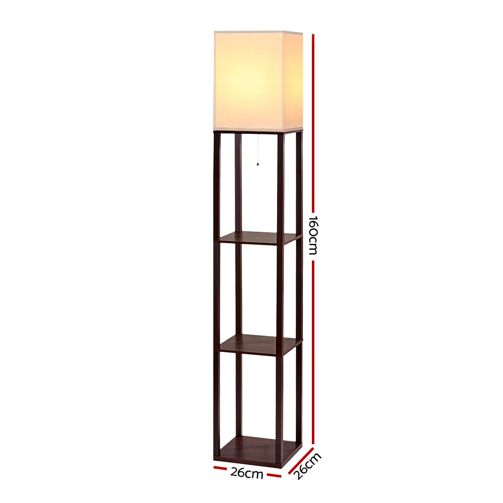 Vintage Wood Style Standing Floor Lamp Shelf - Walnut Homecoze