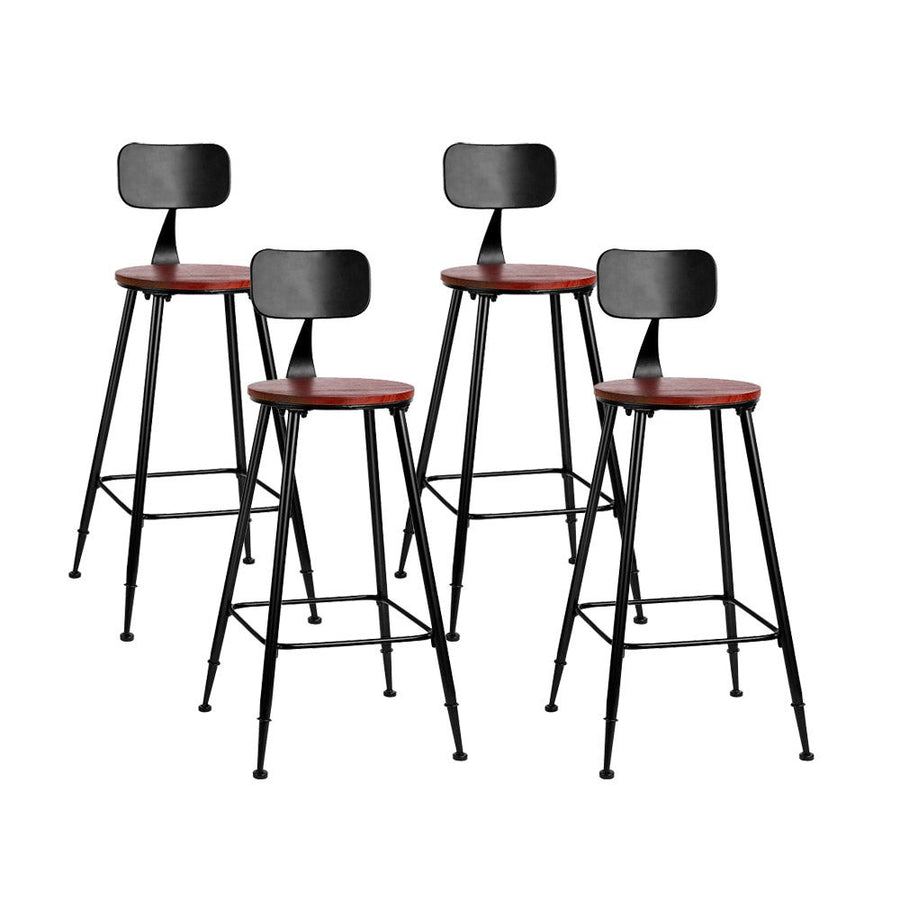 Set of 4 Vintage Retro Industrial Styled Bar Stools with Pinewood Seat 74cm Homecoze