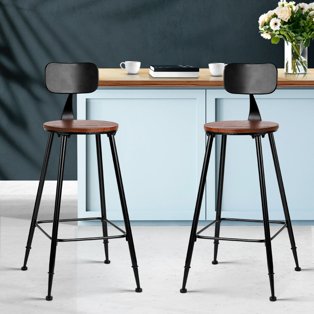 Set of 4 Vintage Retro Industrial Styled Bar Stools with Pinewood Seat 74cm Homecoze