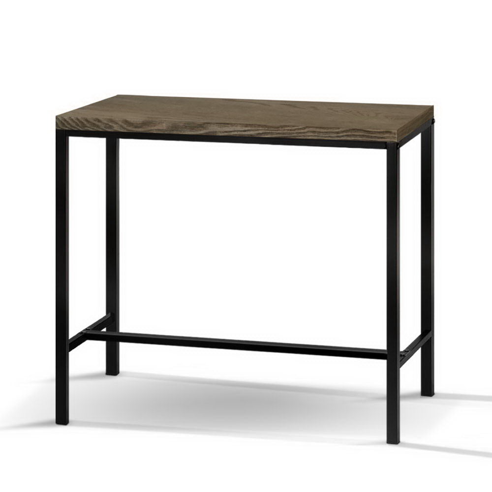 Retro Vintage Style Bar Table Pine Wood & Metal Frame Dark Brown - Homecoze