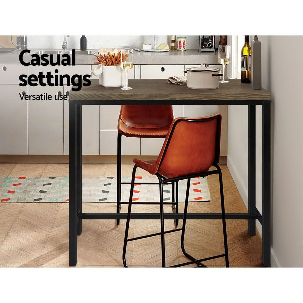 Retro Vintage Style Bar Table Pine Wood & Metal Frame Dark Brown - Homecoze