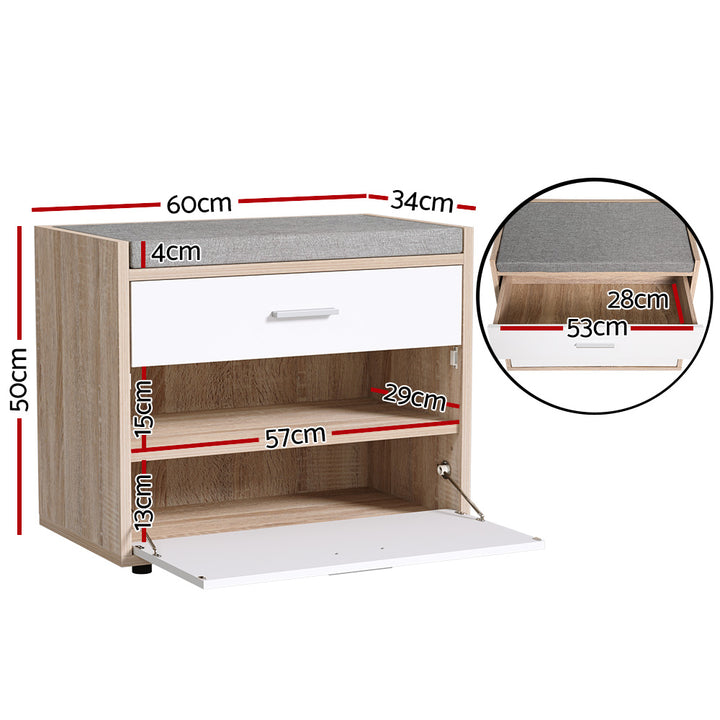 Shoe Cabinet Bench Organizer with Fabric Seat Homecoze