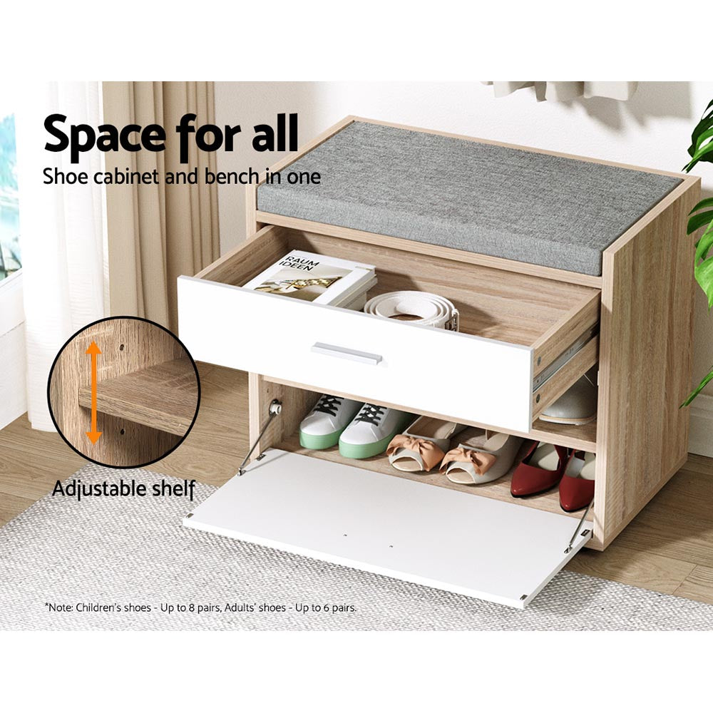 Shoe Cabinet Bench Organizer with Fabric Seat Homecoze