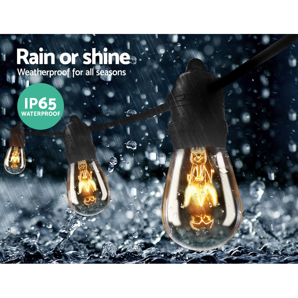 38m LED Festoon String Lights Indoor & Outdoor - 40 Small Removable Bulbs Homecoze