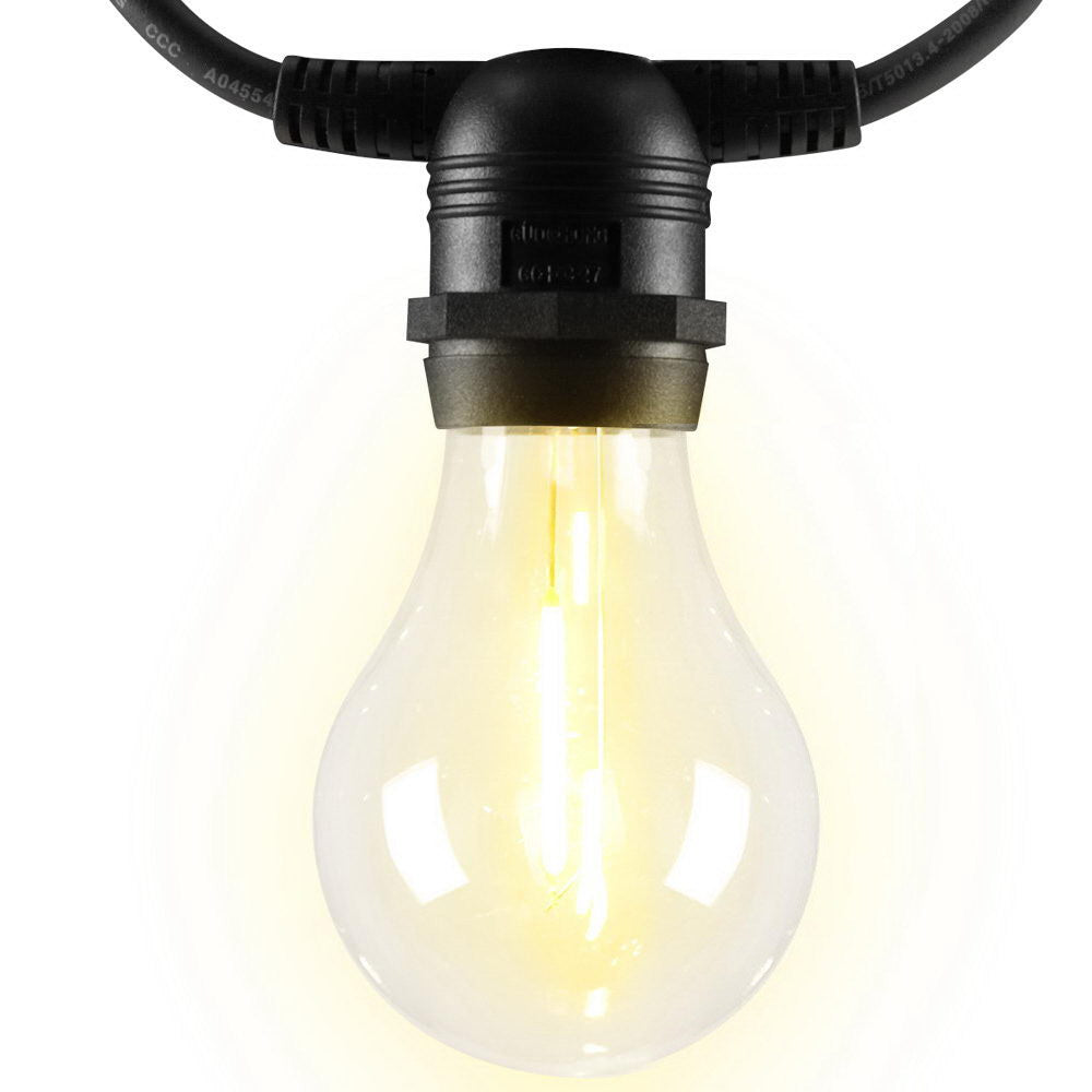 41m LED Festoon String Lights Indoor & Outdoor - 40 Medium Round Bulbs Homecoze