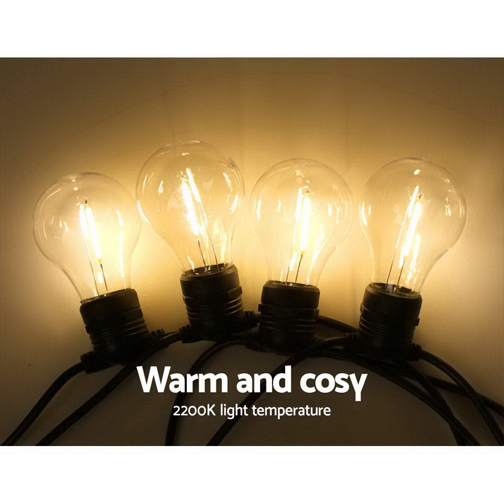 59m LED Festoon String Lights Indoor & Outdoor - 60 Large Bulbs Homecoze
