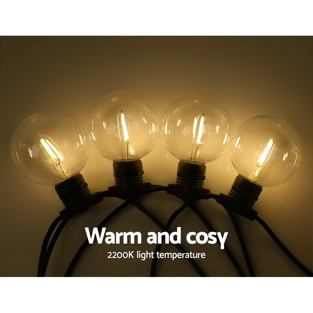 41m LED Festoon String Lights Indoor & Outdoor - 40 Large Round Bulbs Homecoze