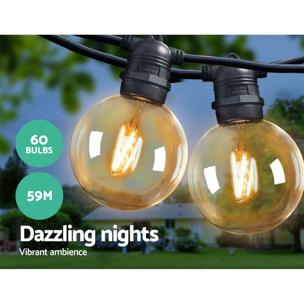 59m LED Festoon String Lights Kit For Indoors & Outdoors Homecoze