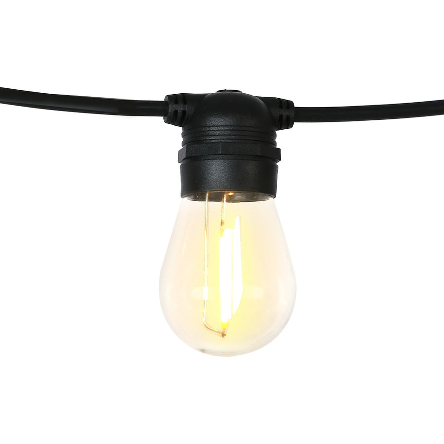 17m LED Solar Powered Festoon String Lights Indoor & Outdoor - 15 Small Bulbs Homecoze
