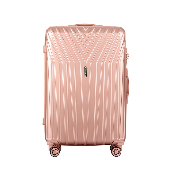 Wanderlite 3pc Luggage 20'' 24'' 28'' Trolley Suitcase Sets Travel TSA Hard Case Lightweight Pink Homecoze