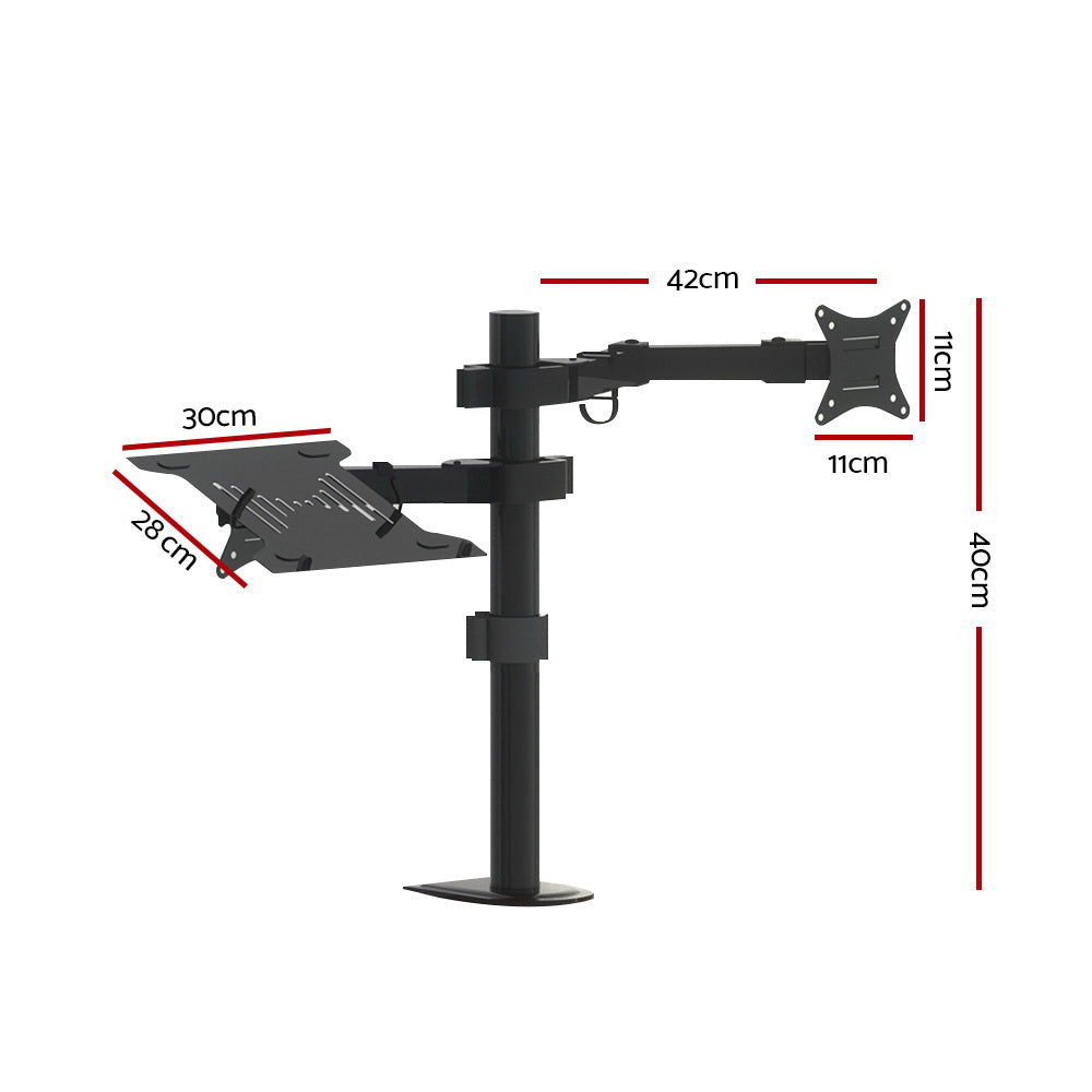 Dual Laptop & Computer Monitor Screen Arm Mount - Black Homecoze