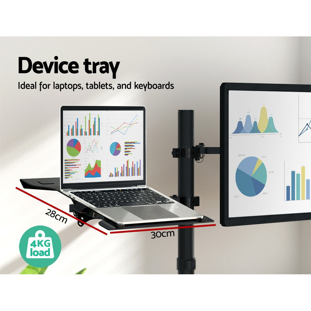 Dual Laptop & Computer Monitor Screen Arm Mount - Black Homecoze