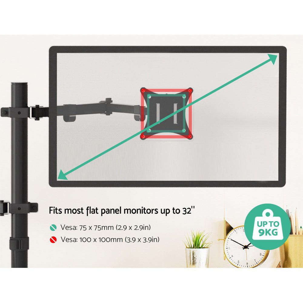 Dual Laptop & Computer Monitor Screen Arm Mount - Black Homecoze