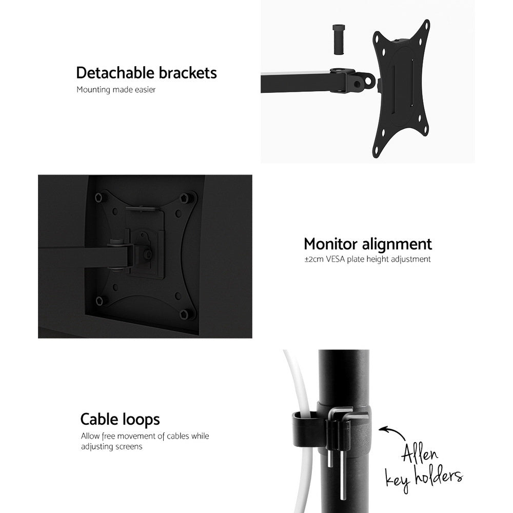 Dual Laptop & Computer Monitor Screen Arm Mount - Black Homecoze