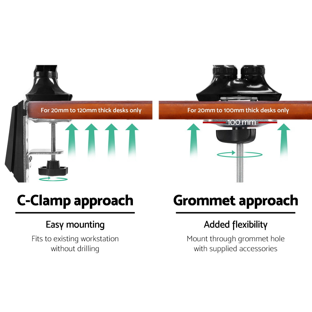 Dual Monitor Arm Mount Gas Sprung Black Homecoze