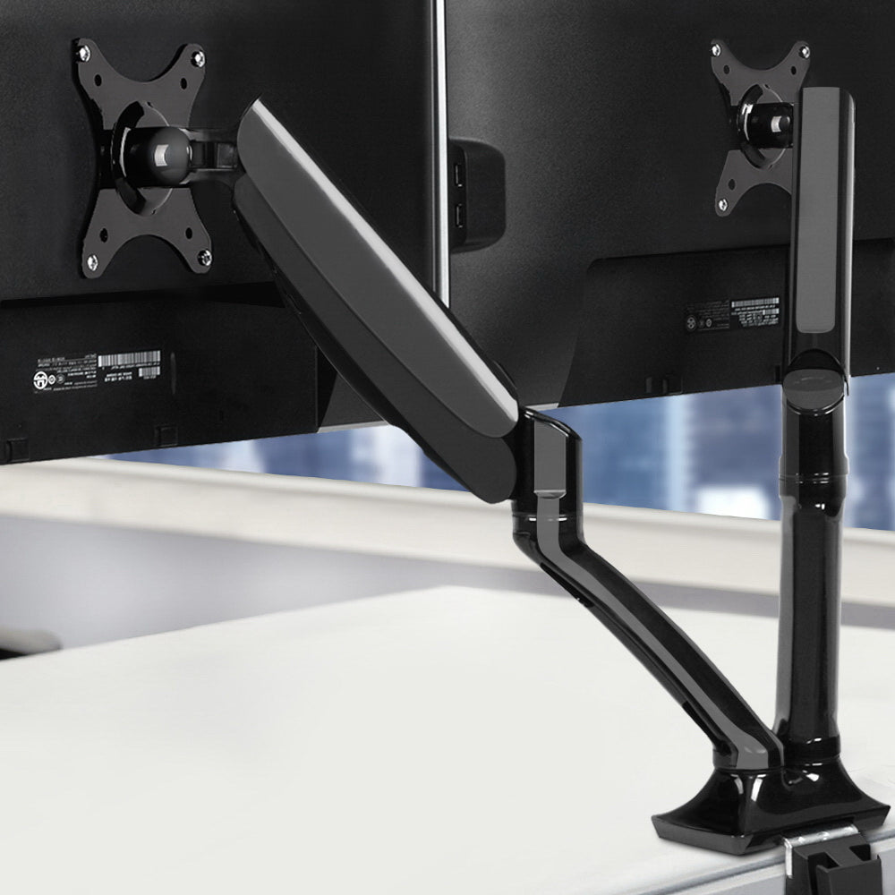 Dual Monitor Arm Mount Gas Sprung Black Homecoze