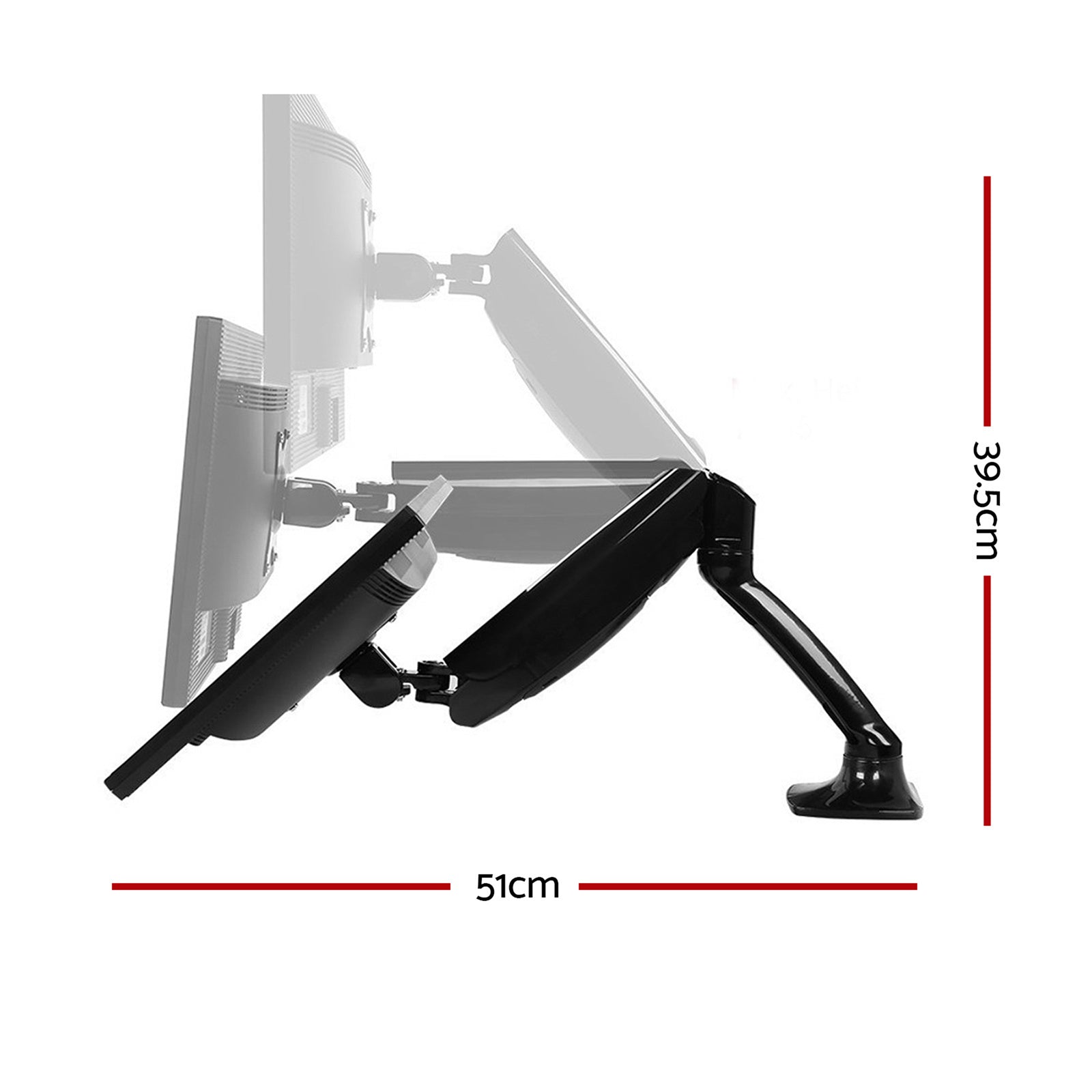 Single Monitor Arm Mount Gas Sprung Black Homecoze