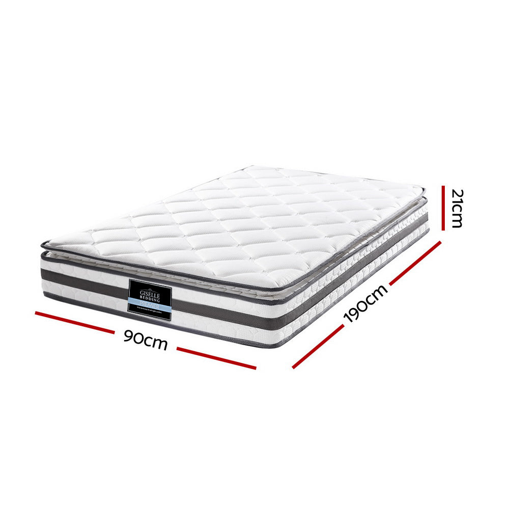Single Medium-Firm Pillow Top Bonnell Spring Mattress (21cm Thick) Homecoze
