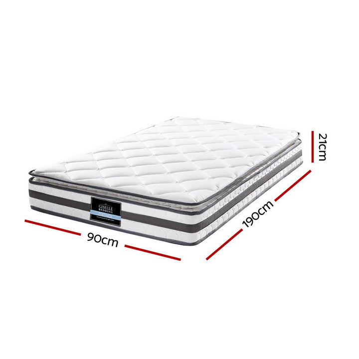 Single Medium-Firm Pillow Top Bonnell Spring Mattress (21cm Thick) Homecoze