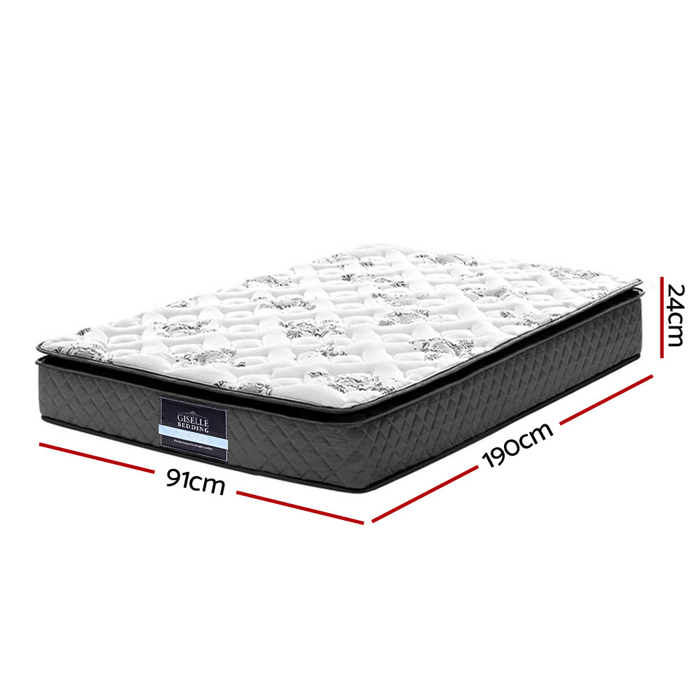 Single Medium Pillow Top Zoned Bonnell Spring Mattress (24cm Thick) Homecoze