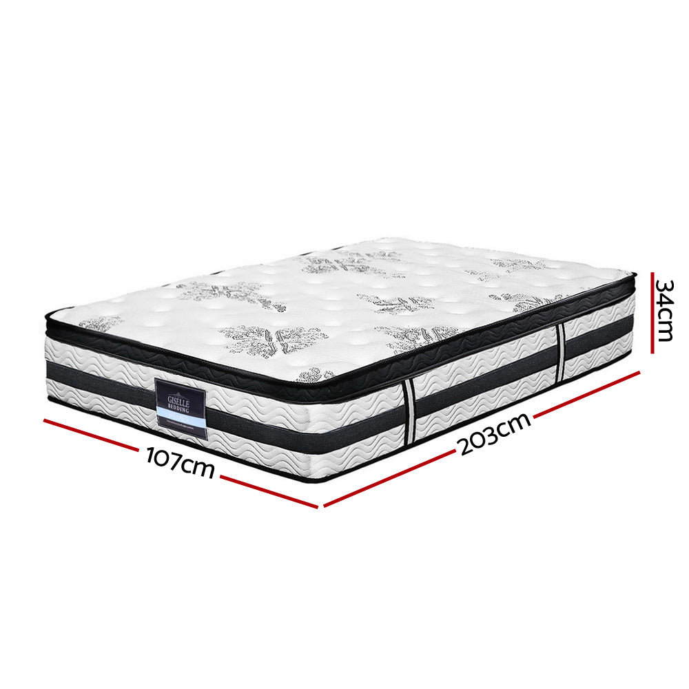 Algarve Euro Top Pocket Spring Mattress 34cm Thick King Single Homecoze