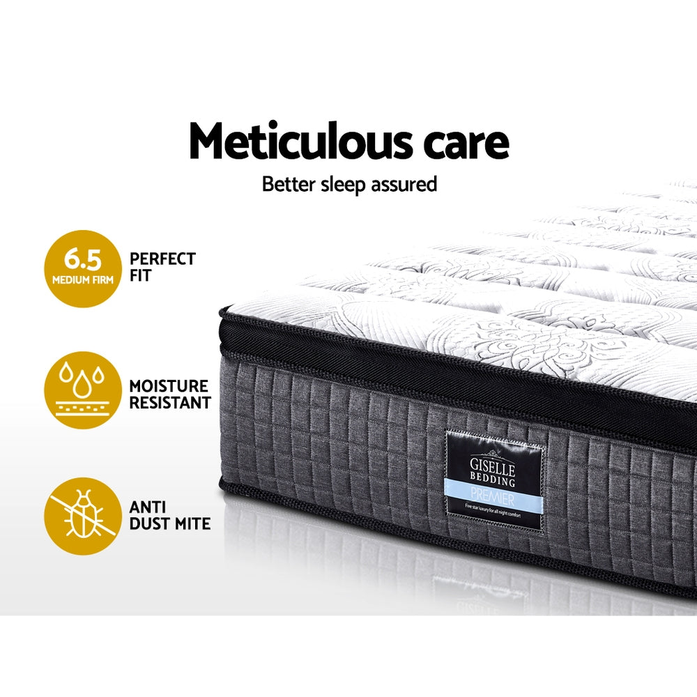 Double Mattress 9 Zone Pocket Spring Latex Foam Medium Firm 34cm Homecoze