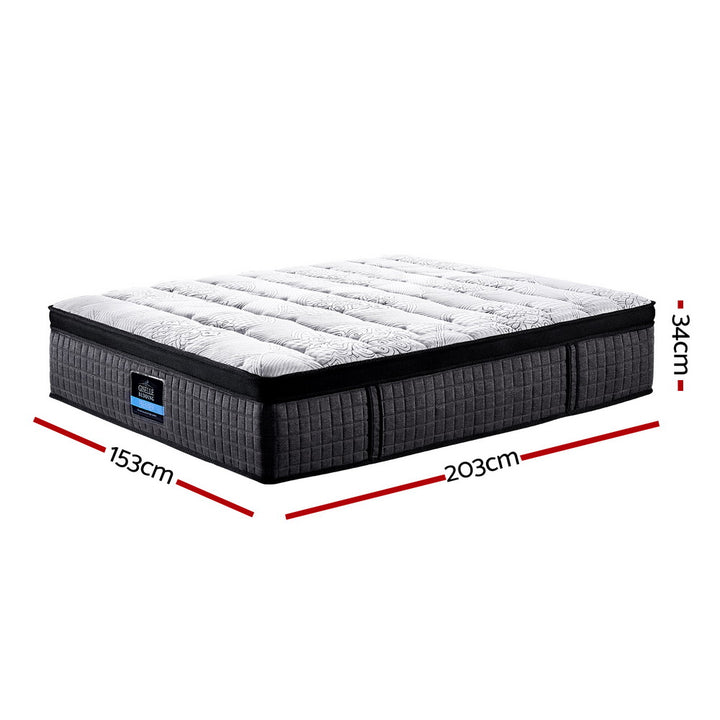 Queen Bed Mattress 9 Zone Pocket Spring Latex Foam Medium Firm 34cm Homecoze