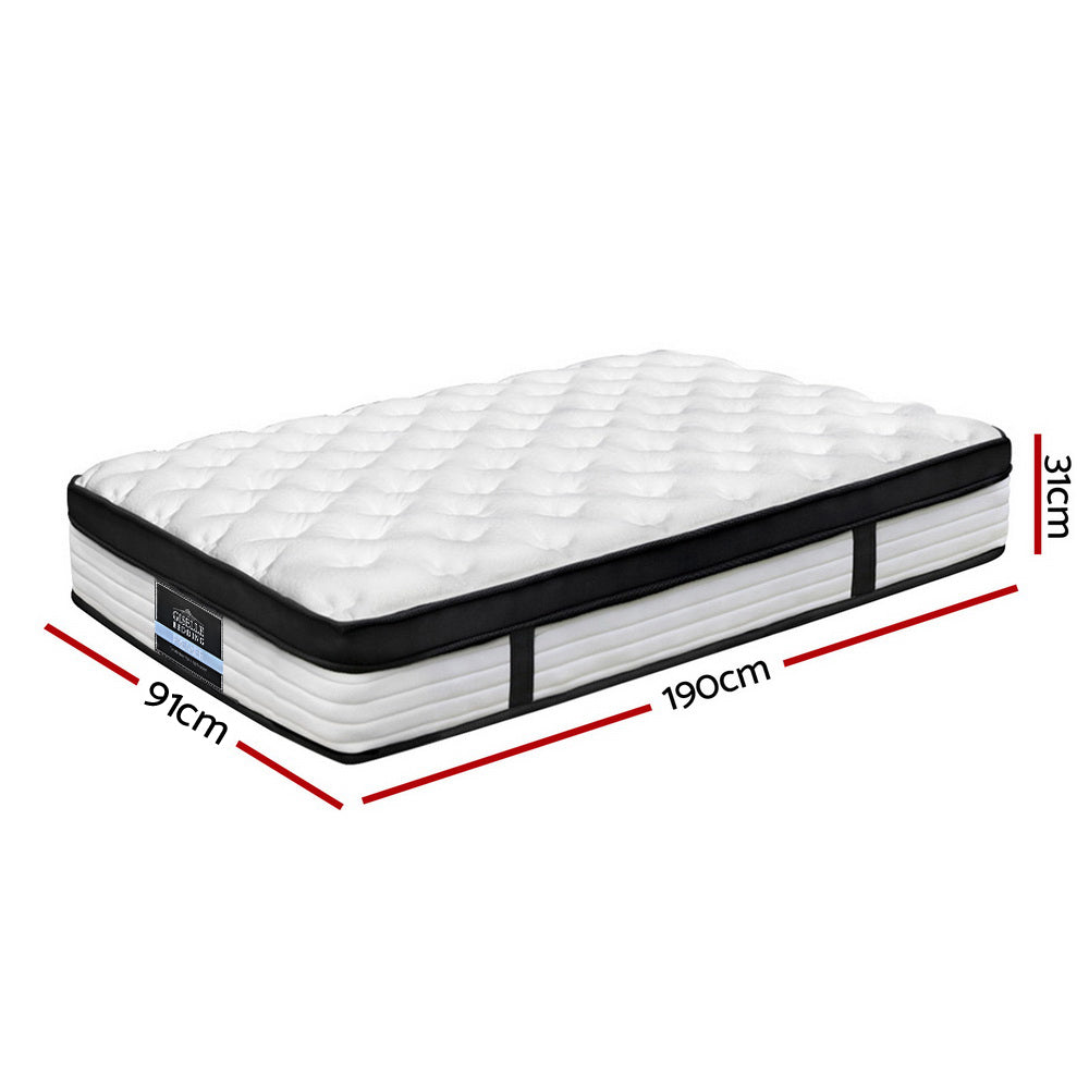 Single Medium Plush Euro-Top Mattress (31cm Thick) Homecoze