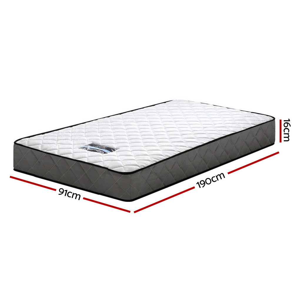 Single Medium-Firm Bonnell Spring Mattress (16cm Thick) Homecoze