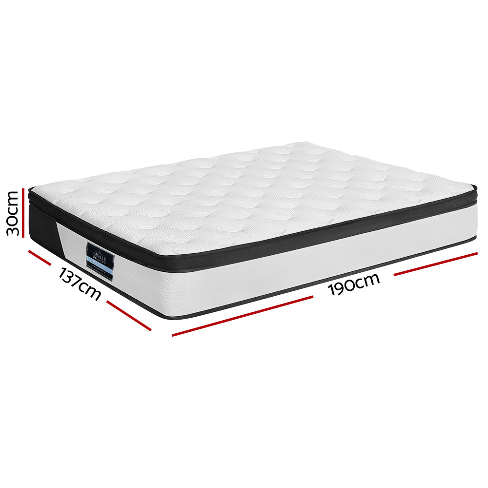 Double Pocket Spring Mattress Medium Firm Euro-Top Comfort 30cm Homecoze