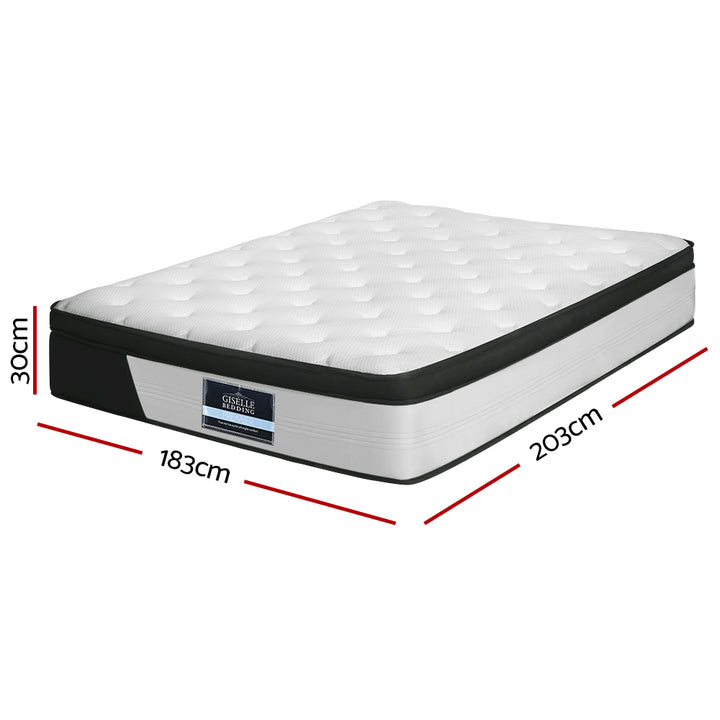 King Pocket Spring Mattress Medium Firm Euro-Top Comfort 30cm Homecoze