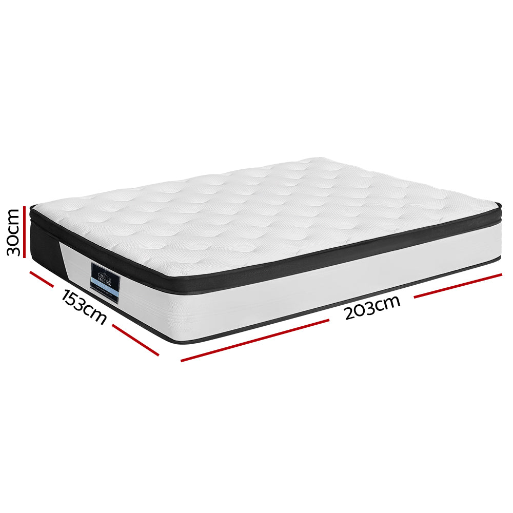 Queen Pocket Spring Mattress Medium Firm Euro-Top Comfort 30cm Homecoze