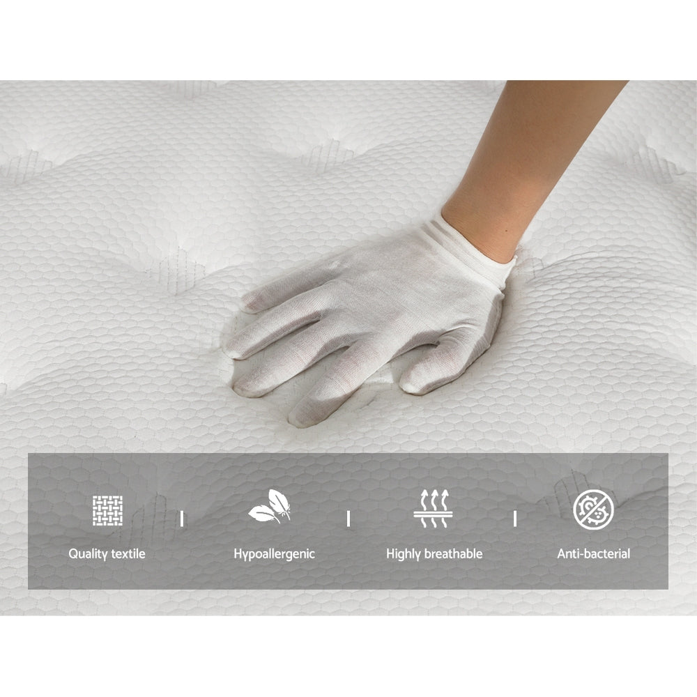 Queen Pocket Spring Mattress Medium Firm Euro-Top Comfort 30cm Homecoze