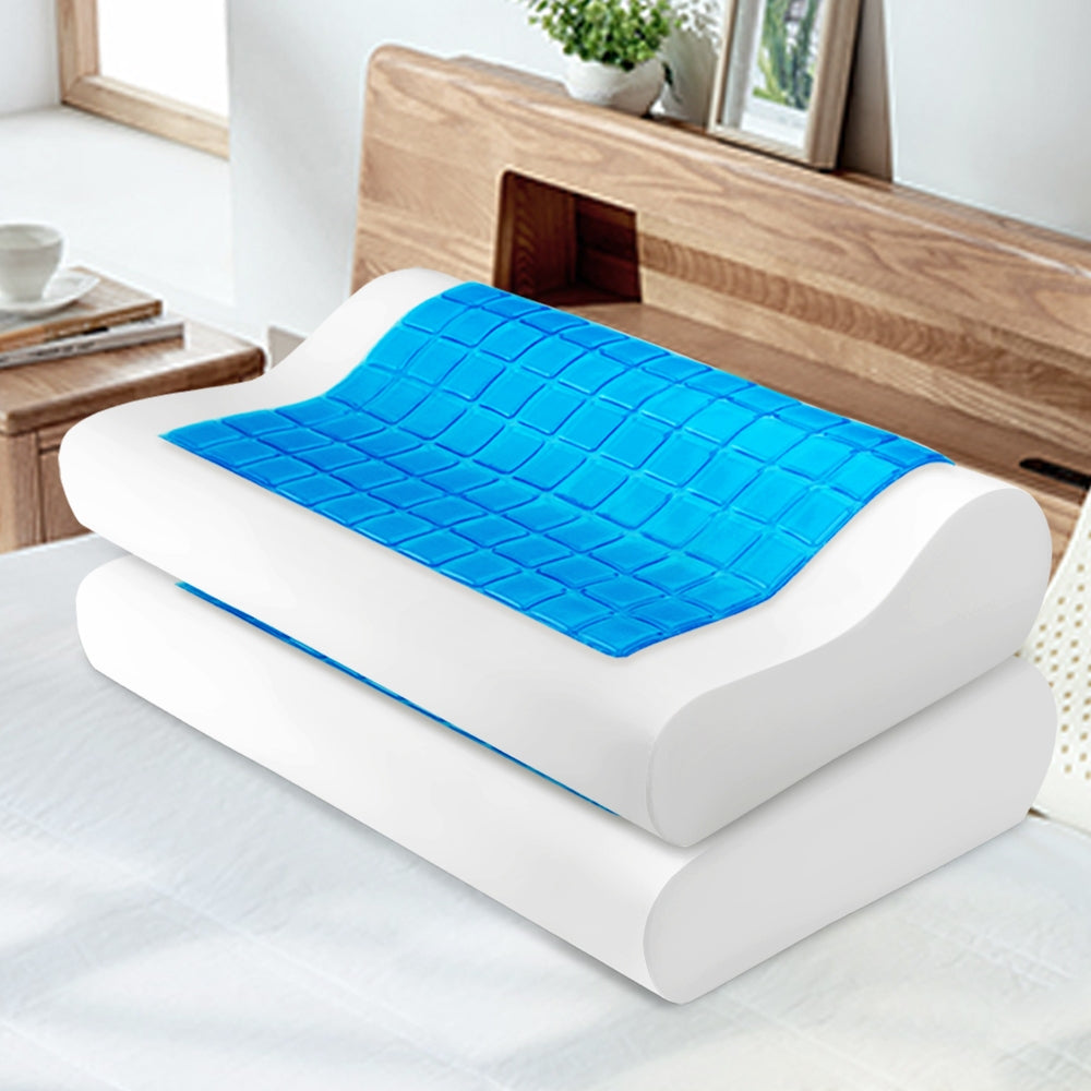 Set of 2 Cool Gell Memory Foam Pillows Homecoze