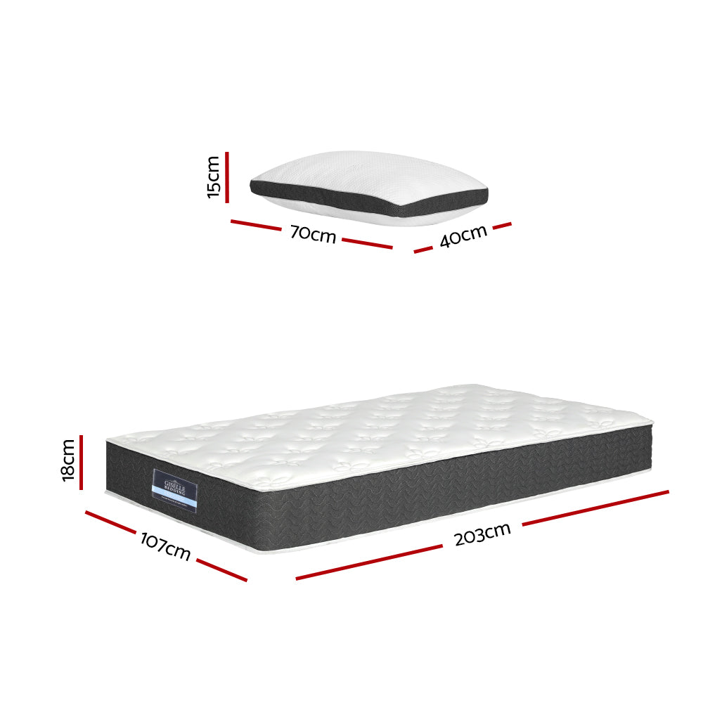 Aura (King Single) Pillow-Combo Pocket Spring Mattress | 18cm - Homecoze