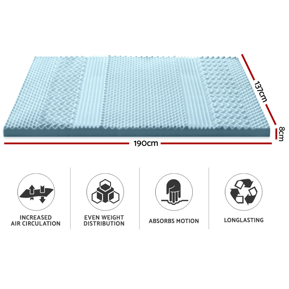 Cool Gel 7-zone Memory Foam Mattress Topper w/Bamboo Cover 8cm - Double Homecoze