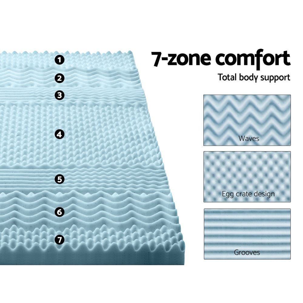 Cool Gel 7-zone Memory Foam Mattress Topper w/Bamboo Cover 8cm - King Homecoze