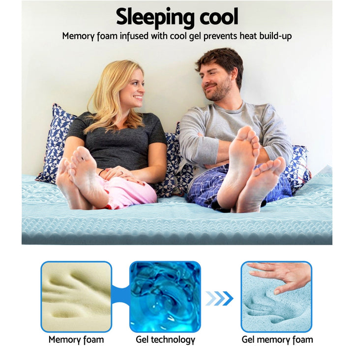 Cool Gel 7-zone Memory Foam Mattress Topper w/Bamboo Cover 8cm - King Homecoze