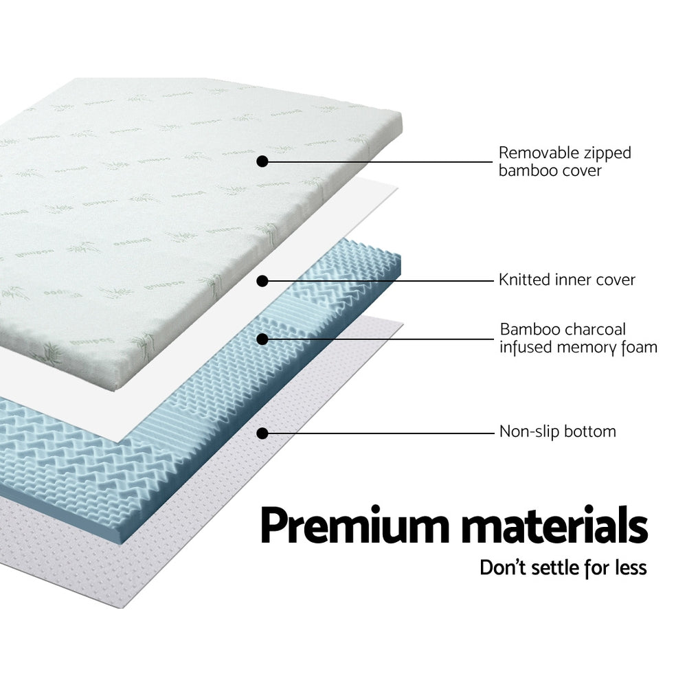 Cool Gel 7-zone Memory Foam Mattress Topper w/Bamboo Cover 8cm - Queen Homecoze