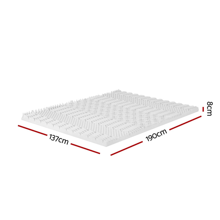 Double Memory Foam Mattress Topper 7-Zone Breathable Airflow 8cm White