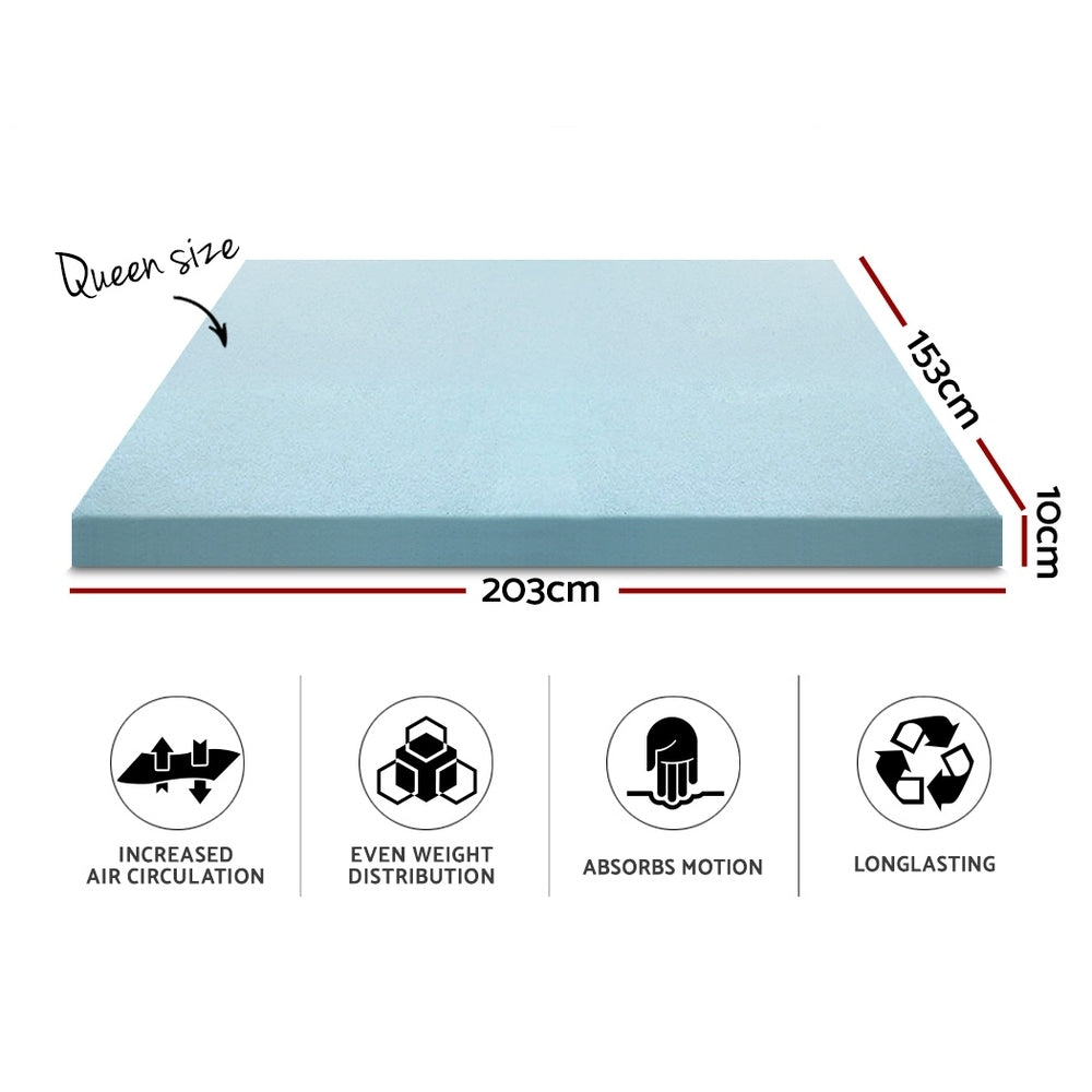 Cool Gel Memory Foam Mattress Topper w/Bamboo Cover 10cm - Queen Homecoze